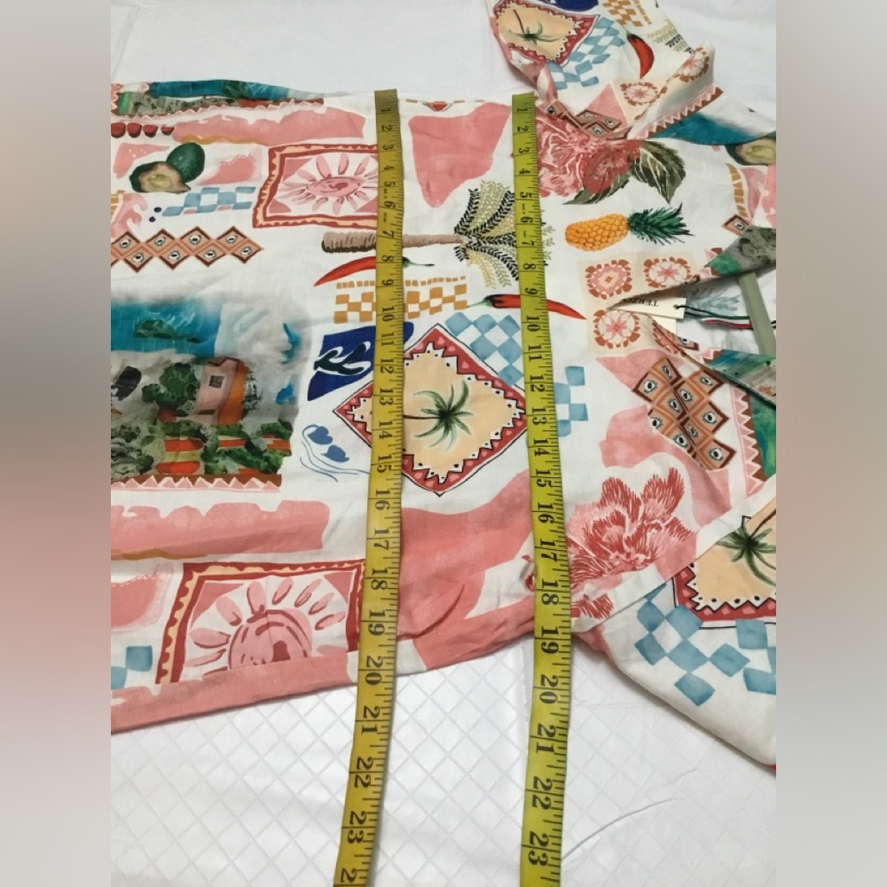 Tropical Patchwork Shift Dress - Cream & Coral - Picture 16 of 16
